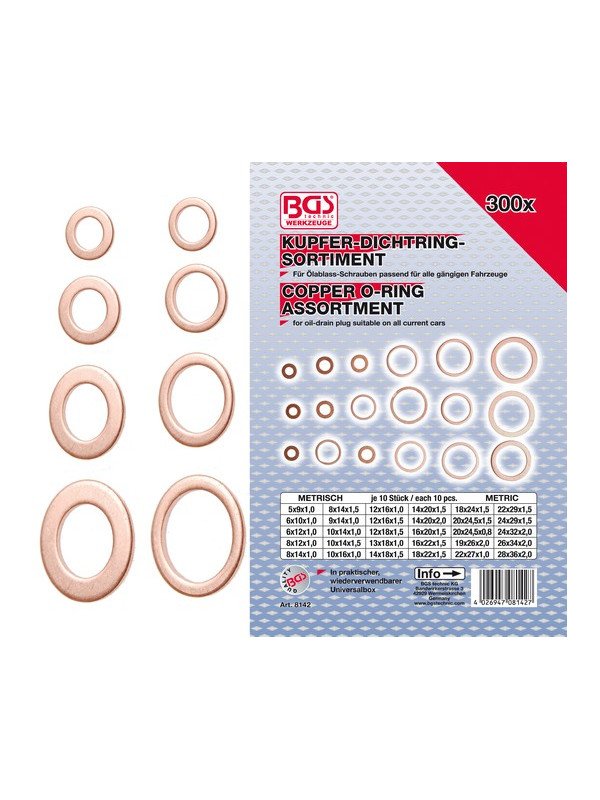 Kuparitiivistelajitelma 300pcs