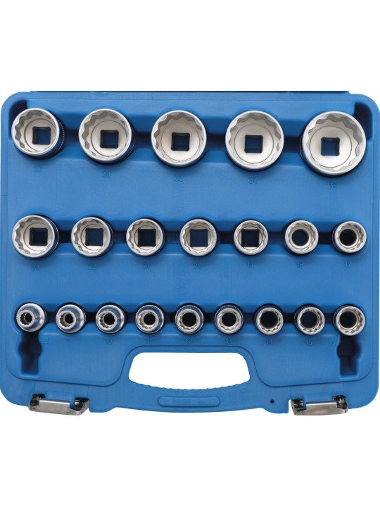 21-piece 1/2" 12-pt. Socket Set, 8-36 mm
