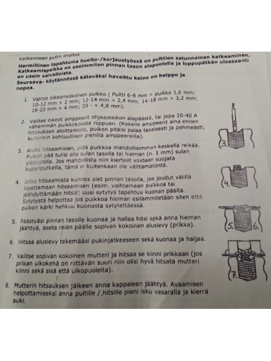 Katkenneen pultin hitsauspuikko 2,5mm